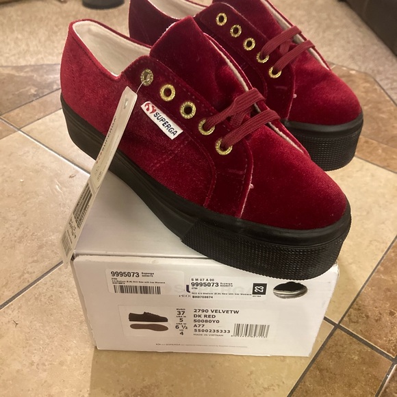 superga red velvet sneakers